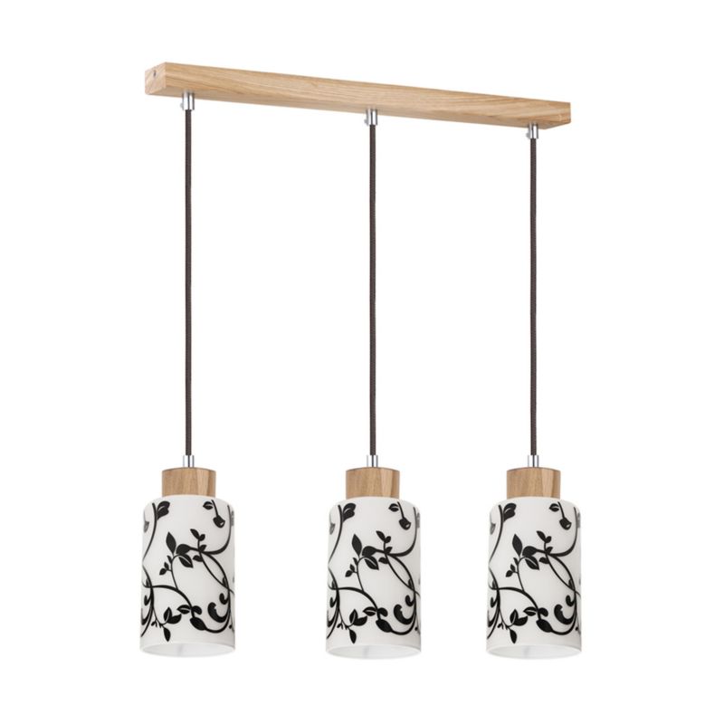 Drewniana Lampa Wisząca SPOT Light  3xE27 Max.60W Naturalna Brzoza FSC z Czarno Białym Kloszem, 1 szt.