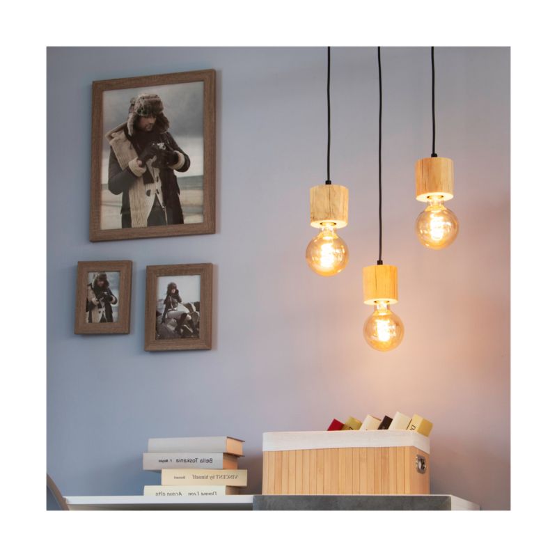 Drewniana Lampa Wisząca SPOT Light  3xE27 Max.60W Naturalna Sosna FSC z Czarnym Akcentem, Polski Producent, 1 szt.