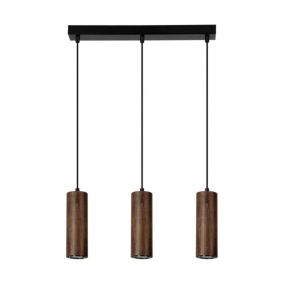 Drewniana Lampa Wisząca SPOT Light 3xGU10 5W Drewno Bukowe Orzechowe FSC z Akcentem Czerni, Polski Producent 1 szt.