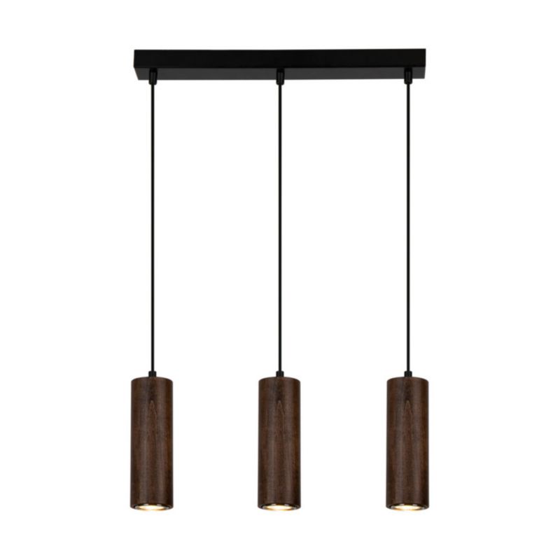 Drewniana Lampa Wisząca SPOT Light 3xGU10 5W Drewno Bukowe Orzechowe FSC z Akcentem Czerni, Polski Producent 1 szt.