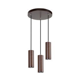 Drewniana Lampa Wisząca SPOT Light  3xGU10 5W Drewno Bukowe Orzechowe FSC z Akcentem Czerni, Polski Producent, 1szt.