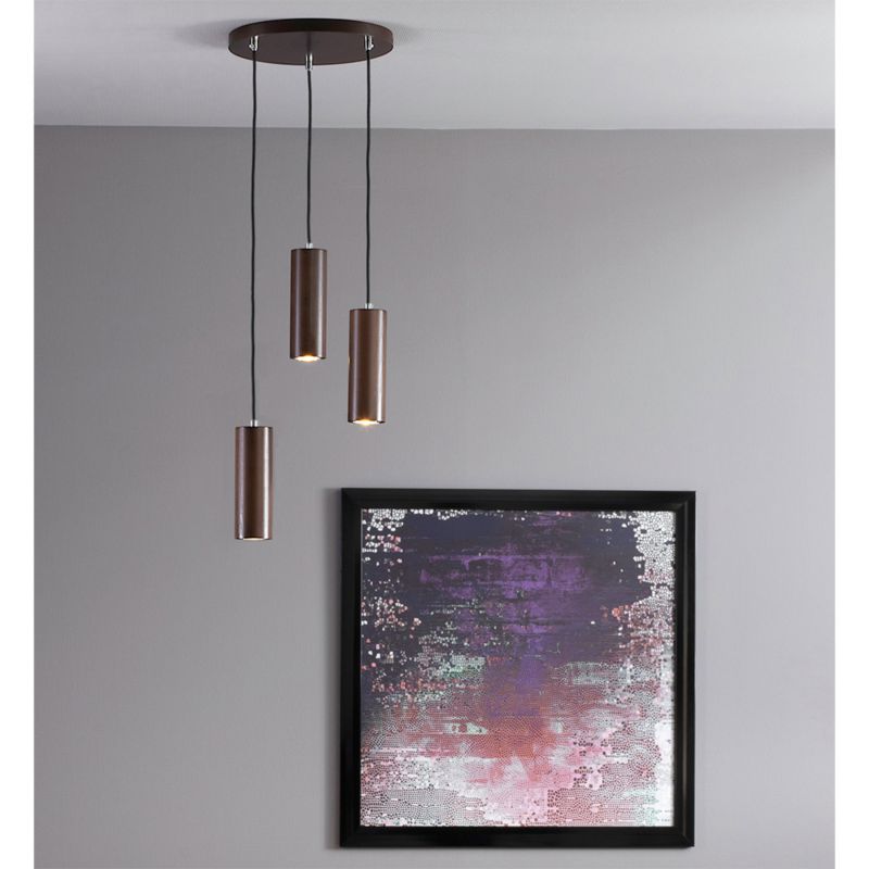 Drewniana Lampa Wisząca SPOT Light  3xGU10 5W Drewno Bukowe Orzechowe FSC z Akcentem Czerni, Polski Producent, 1szt.