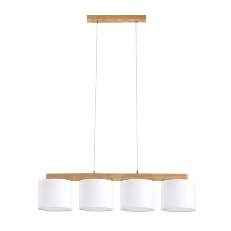 Drewniana Lampa Wisząca SPOT Light 4xE27 Max.25W Dąb Olejowany FSC w Połączeniu z Białymi Abażurami, 1 szt.