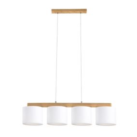Drewniana Lampa Wisząca SPOT Light 4xE27 Max.25W Dąb Olejowany FSC w Połączeniu z Białymi Abażurami, 1 szt.
