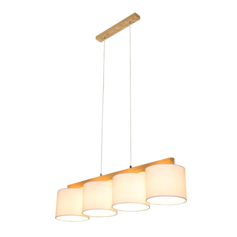 Drewniana Lampa Wisząca SPOT Light 4xE27 Max.25W Dąb Olejowany FSC w Połączeniu z Białymi Abażurami, 1 szt.