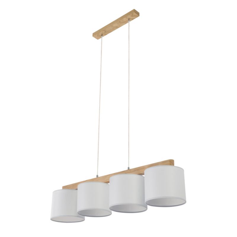 Drewniana Lampa Wisząca SPOT Light 4xE27 Max.25W Dąb Olejowany FSC w Połączeniu z Szarymi Abażurami, 1 szt.