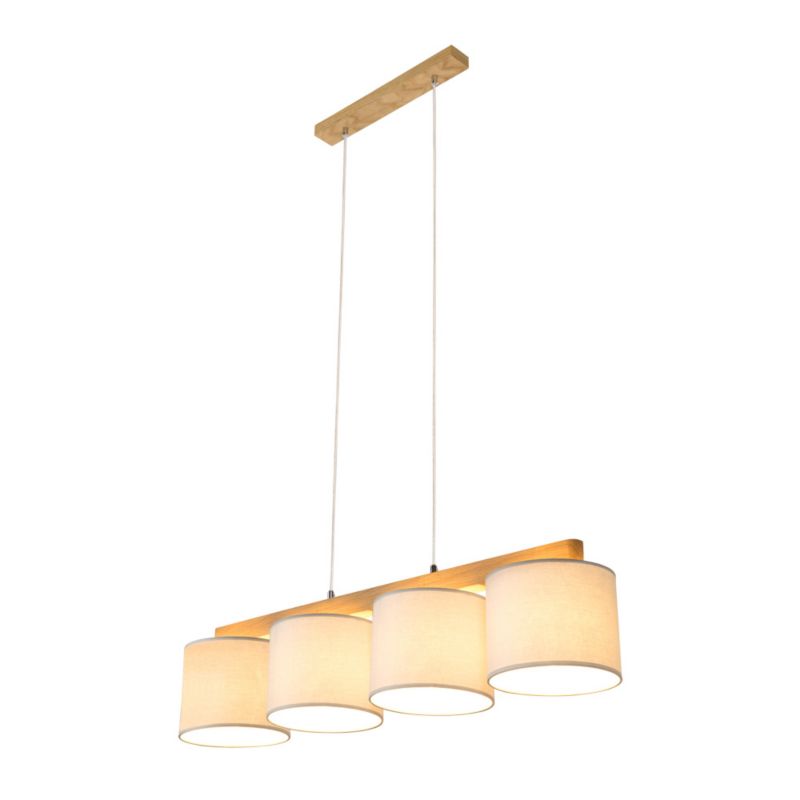 Drewniana Lampa Wisząca SPOT Light 4xE27 Max.25W Dąb Olejowany FSC w Połączeniu z Szarymi Abażurami, 1 szt.