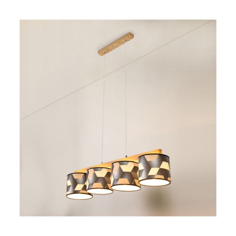 Drewniana Lampa Wisząca SPOT Light 4xE27 Max.25W Dąb Olejowany FSC, Wielokolorowe Abażury, 1 szt.