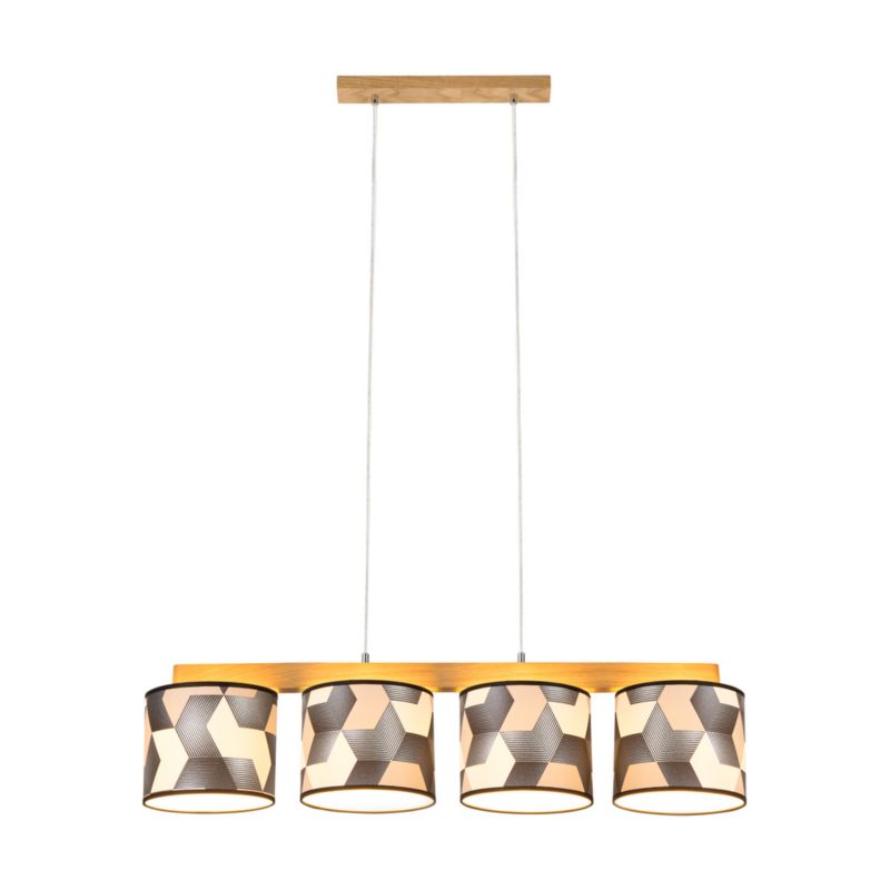 Drewniana Lampa Wisząca SPOT Light 4xE27 Max.25W Dąb Olejowany FSC, Wielokolorowe Abażury, 1 szt.