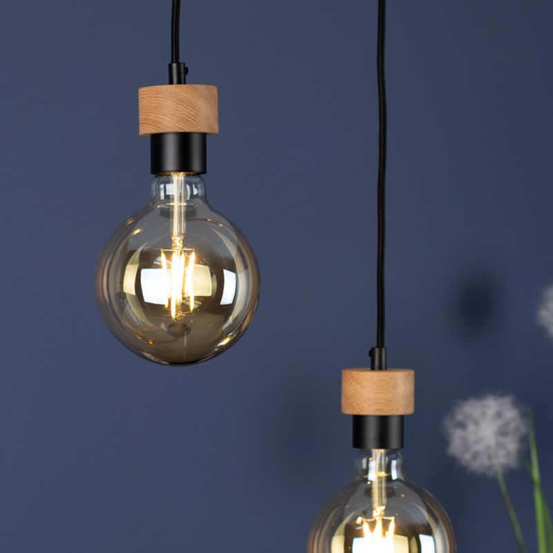 Drewniana Lampa Wisząca SPOT Light 4xE27 Max.25W Dąb Olejowany FSC z Akcentem Czerni, Polski Producent, 1 szt.