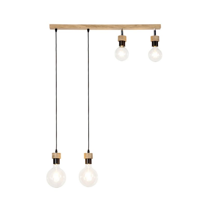 Drewniana Lampa Wisząca SPOT Light 4xE27 Max.25W Dąb Olejowany FSC z Akcentem Czerni, Polski Producent, 1 szt.
