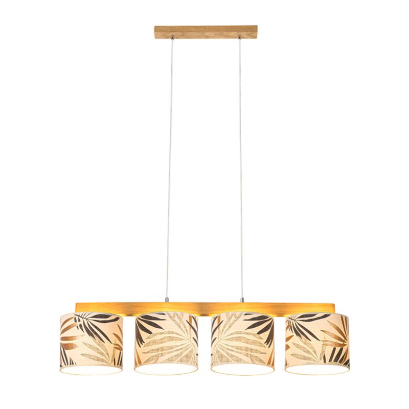 Drewniana Lampa Wisząca SPOT Light 4xE27 Max.25W Dąb Olejowany FSC z Wielokolorowymi Abażurami, Polski Producent, 1 szt.
