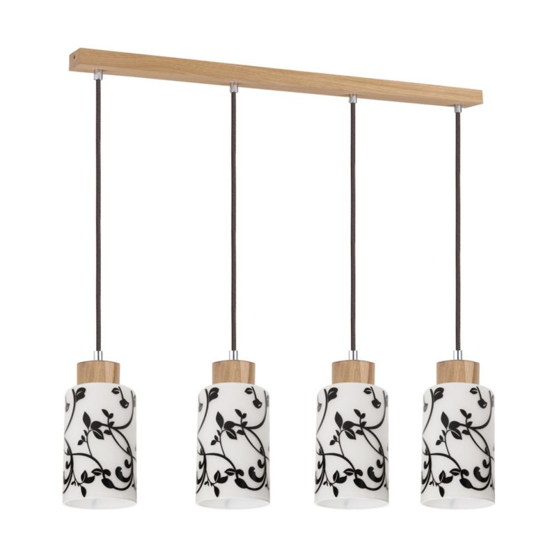 Drewniana Lampa Wisząca SPOT Light 4xE27 Max.60W Dąb Olejowany FSC z Czarno Białym Kloszem Polski Producent 1 szt.