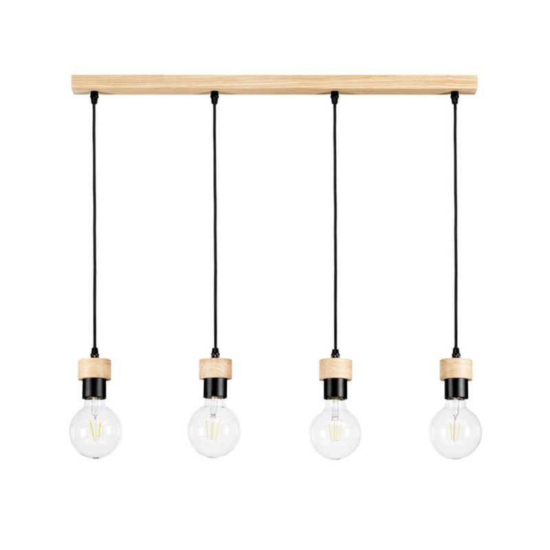 Drewniana Lampa Wisząca SPOT Light 4xE27 Max.60W Dąb Olejowany FSC z Detalami Czerni, Polski Producent, 1 szt.