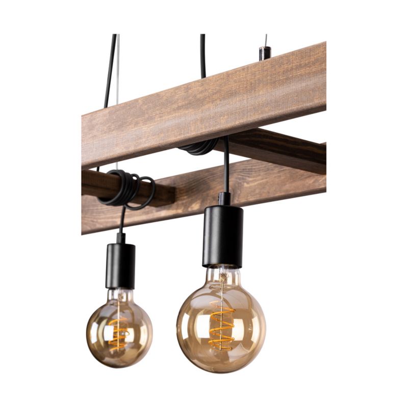 Drewniana Lampa Wisząca SPOT Light 4xE27 Max.60W Drewno Sosnowe Orzechowe FSC z Akcentem Czerni Polski Producent 1 szt.