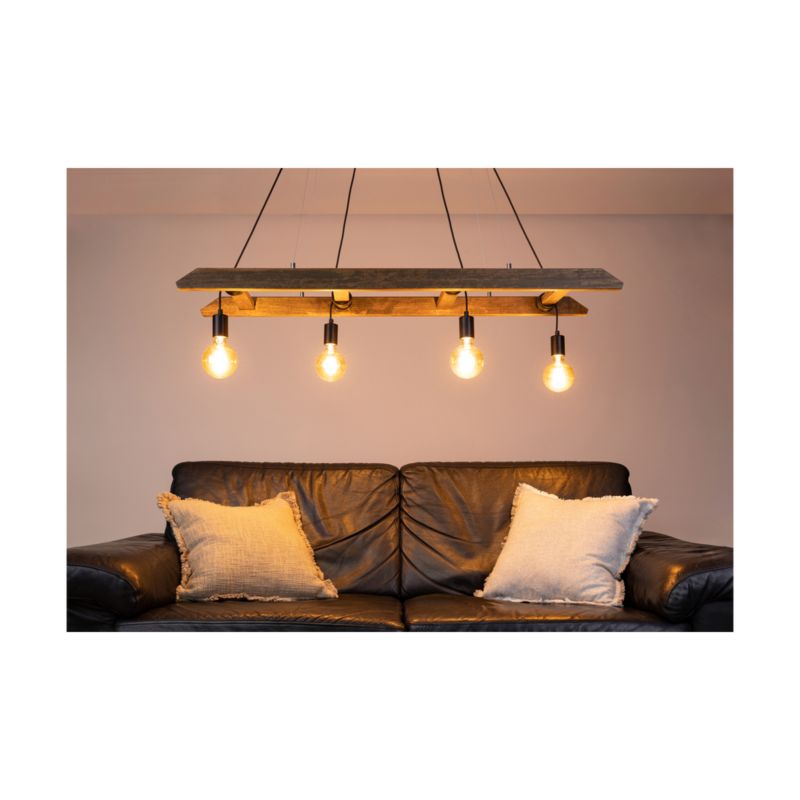 Drewniana Lampa Wisząca SPOT Light 4xE27 Max.60W Drewno Sosnowe Orzechowe FSC z Akcentem Czerni Polski Producent 1 szt.