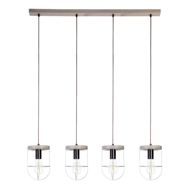 Drewniana Lampa Wisząca SPOT Light 4xE27 Max.60W Drewno Sosnowe Szare FSC z Srebrnymi Akcentami, Polski Producent 1 szt.