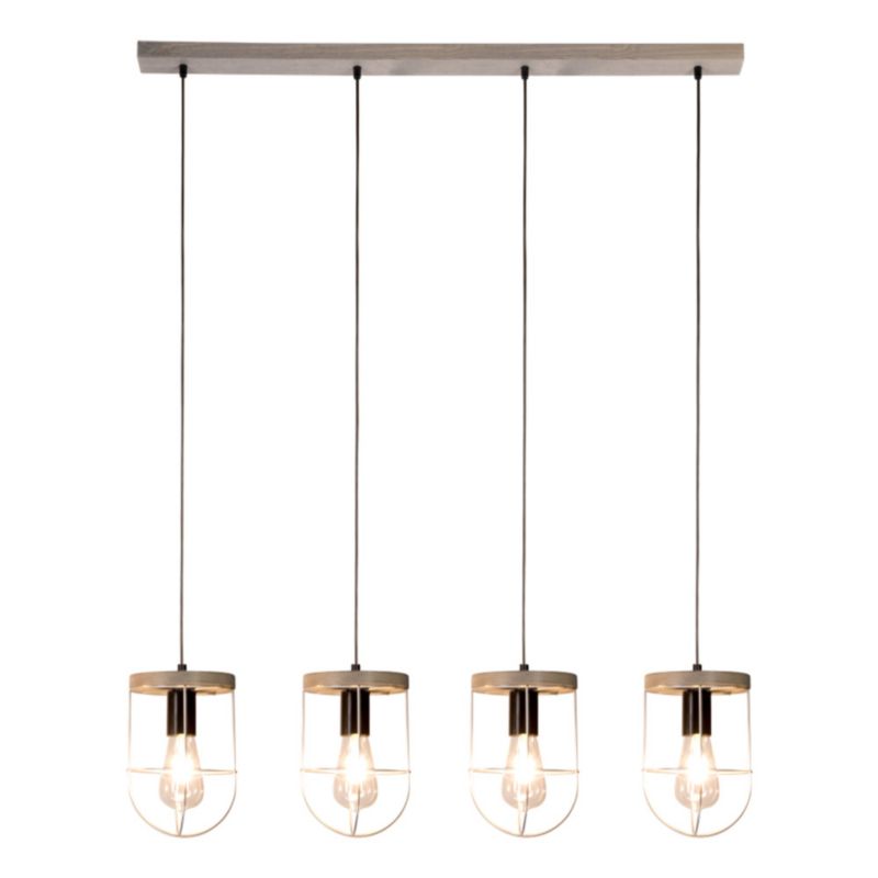 Drewniana Lampa Wisząca SPOT Light 4xE27 Max.60W Drewno Sosnowe Szare FSC z Srebrnymi Akcentami, Polski Producent 1 szt.