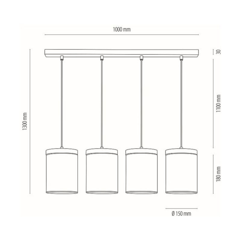 Drewniana Lampa Wisząca SPOT Light 4xE27 Max.60W Drewno Sosnowe Szare FSC ze Szklanymi Kloszami, Polski Producent, 1 szt.