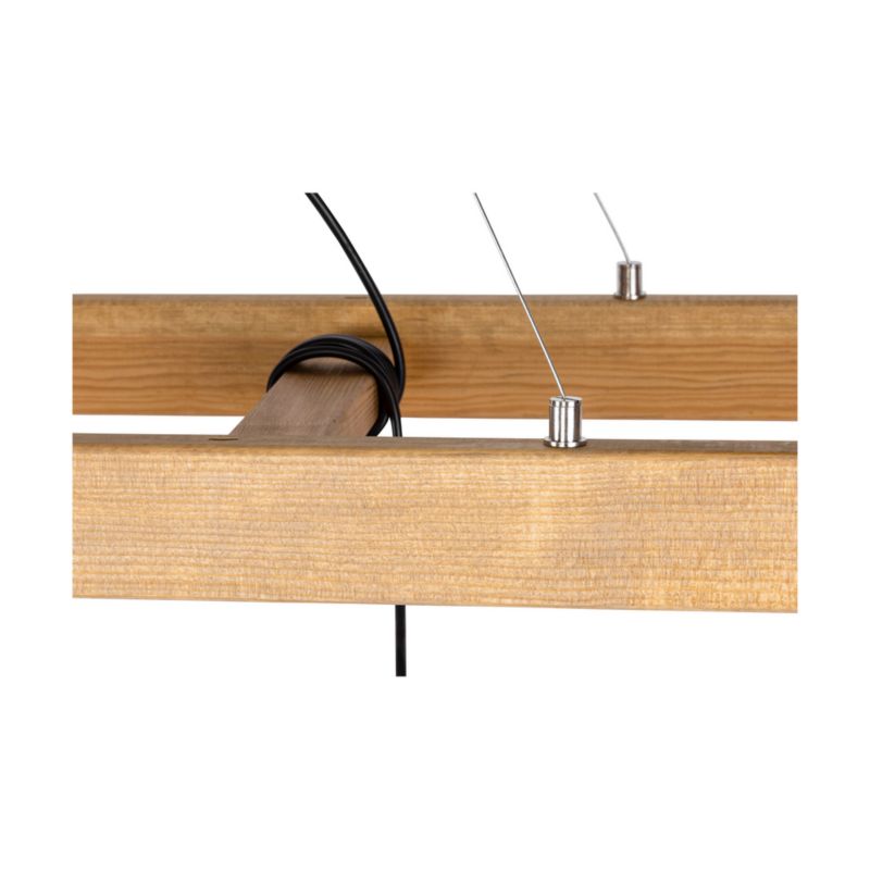 Drewniana Lampa Wisząca SPOT Light 5xE27 Max.25W Drewno Sosnowe Brązowe FSC z Beżowo Czarnymi Abażurami, 1 szt.