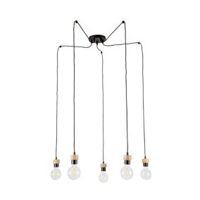 Drewniana Lampa Wisząca SPOT Light 5xE27 Max.60W Dąb Olejowany FSC z Dodatkiem Czerni, Polski Producent, 1 szt.