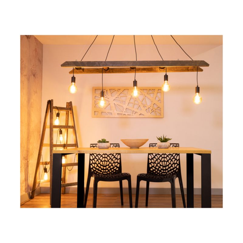 Drewniana Lampa Wisząca SPOT Light 5xE27 Max.60W Drewno Sosnowe Orzechowem FSC z Czarnymi Detalami, 1 szt.