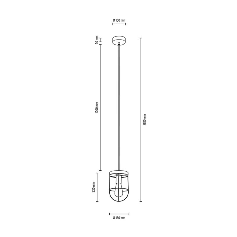 Drewniana Lampa Wisząca SPOT Light Netuno 1xE27 Max.60W Dąb Olejowany FSC z Czarnym Kloszem, Polski Producent, 1 szt.