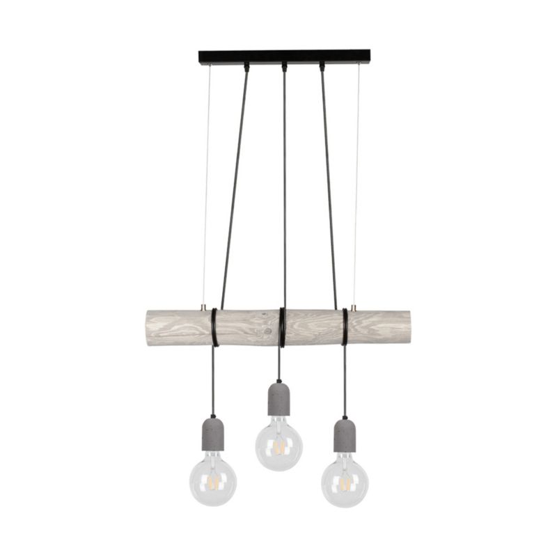 Drewniana Lampa Wisząca SPOT Light Trabo 3xE27 Max.60W Drewno Sosnowe Szare FSC z Akcentem Czerni i Szarego Betonu 1 szt