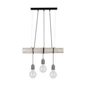 Drewniana Lampa Wisząca SPOT Light Trabo 3xE27 Max.60W Drewno Sosnowe Szare FSC z Akcentem Czerni i Szarego Betonu 1 szt