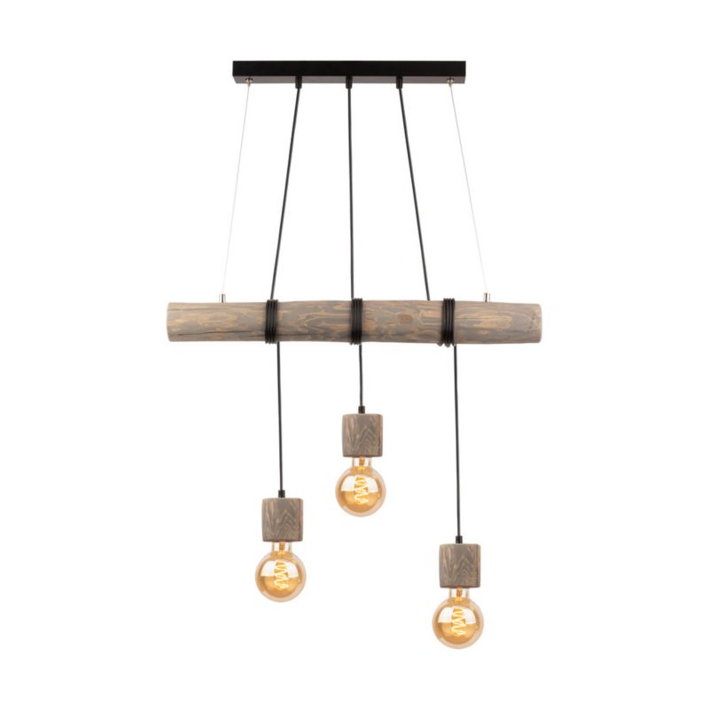 Drewniana Lampa Wisząca SPOT Light Trabo 3xE27 Max.60W Sosna Szara FSC z Akcentem Czerni, Polski Producent, 1 szt.