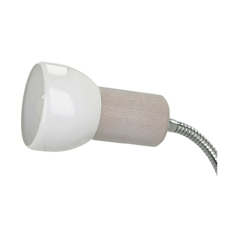 Drewniana Lampa z Klipsem SPOT Light 1xE27 60W Dąb Bielony FSC z Białym Metalowym Kloszem, Polski Producent, 1 szt.