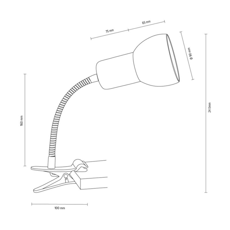 Drewniana Lampa z Klipsem SPOT Light 1xE27 60W Dąb Bielony FSC z Białym Metalowym Kloszem, Polski Producent, 1 szt.
