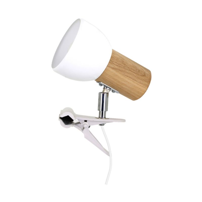 Drewniana Lampa z Klipsem SPOT Light  1xE27 60W Dąb olejowany FSC z Białym Metalowym Kloszem Polski Producent 1 szt.