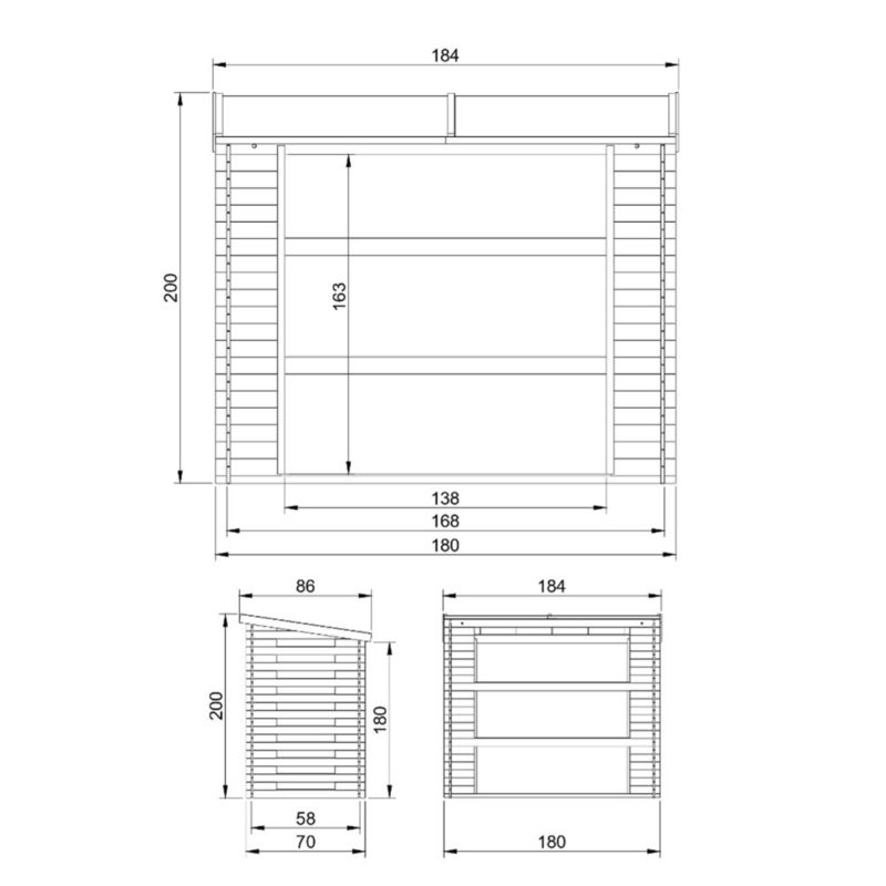 Drewniana szopa na drewno Timbela M201-1 0.9 m² drewno naturalne grubość deski 19 mm 1 szt.
