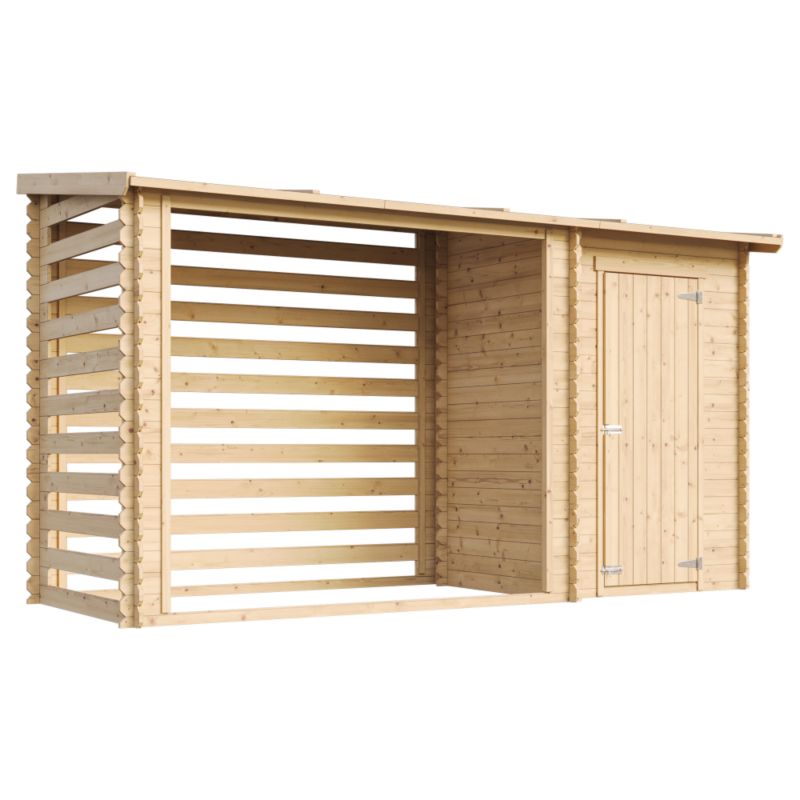 Drewniana szopa na drewno z narzędziem Timbela M205 3.64 m² drewno naturalne grubość deski 19 mm 1 szt.