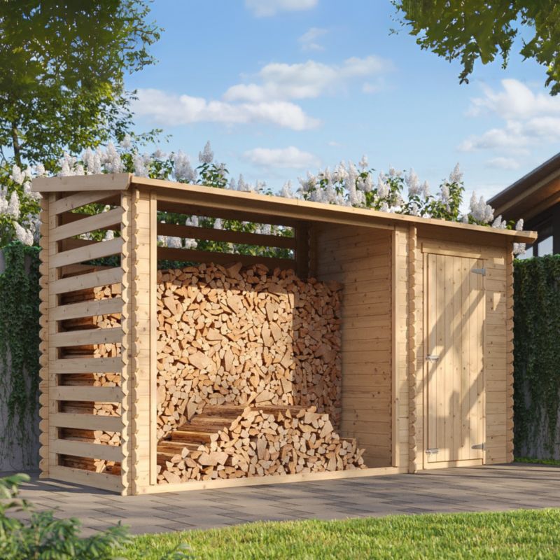 Drewniana szopa na drewno z narzędziem Timbela M205 3.64 m² drewno naturalne grubość deski 19 mm 1 szt.