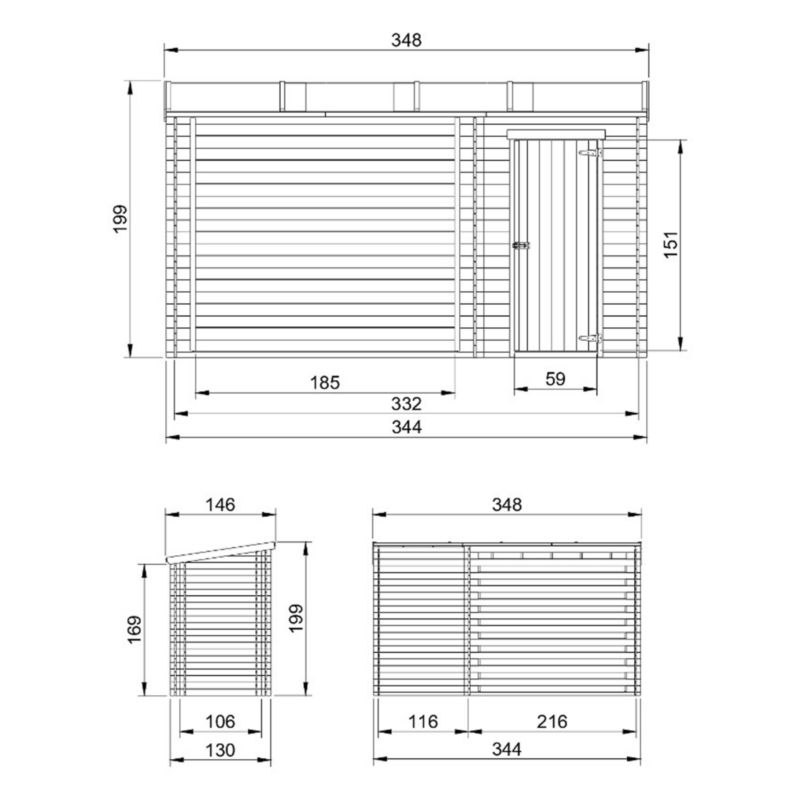 Drewniana szopa na drewno z narzędziem Timbela M205 3.64 m² drewno naturalne grubość deski 19 mm 1 szt.