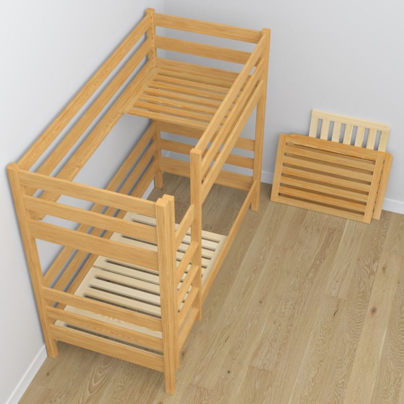 Drewniane łóżko  N-WOOD piętrowe z szufladą na materac N01 sosna naturalna 100x200 1szt.