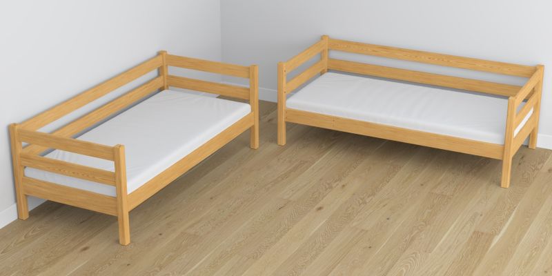 Drewniane łóżko  N-WOOD piętrowe z szufladą na materac N01 sosna naturalna 100x200 1szt.