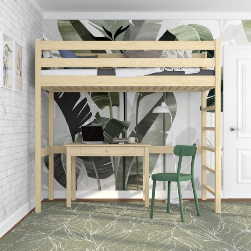 Drewniane łóżko na antresoli N-WOOD N01 100x180 sosna bezbarwna 1 szt.