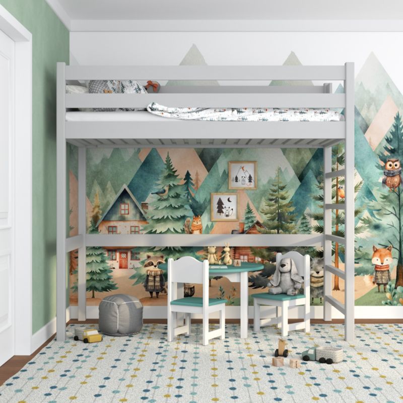 Drewniane łóżko na antresoli N-WOOD N01 80x190 popielaty 1 szt.