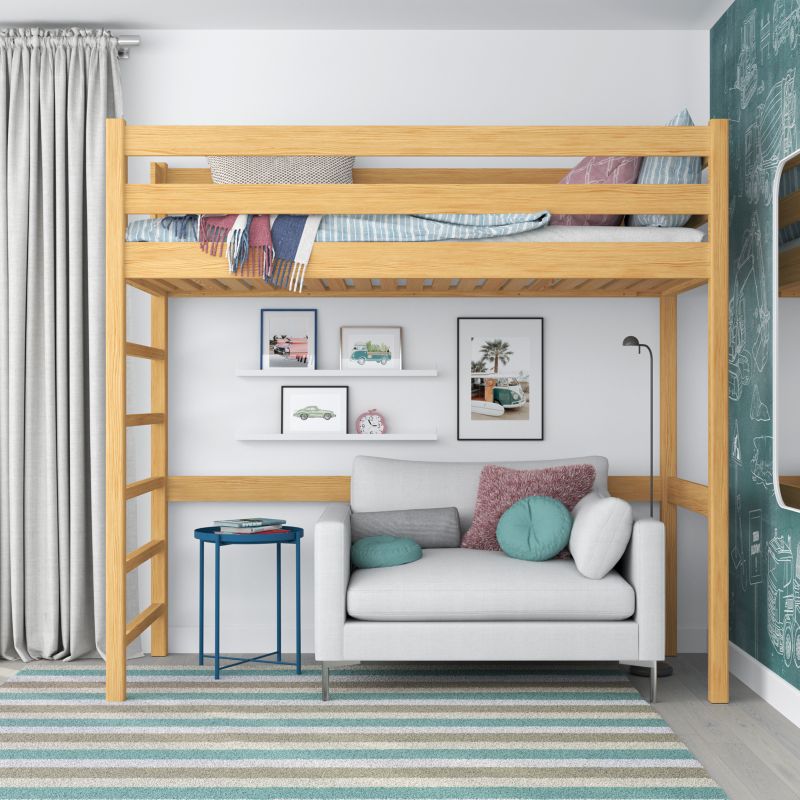 Drewniane łóżko na antresoli N-WOOD N01 80x190 sosna naturalna 1 szt.