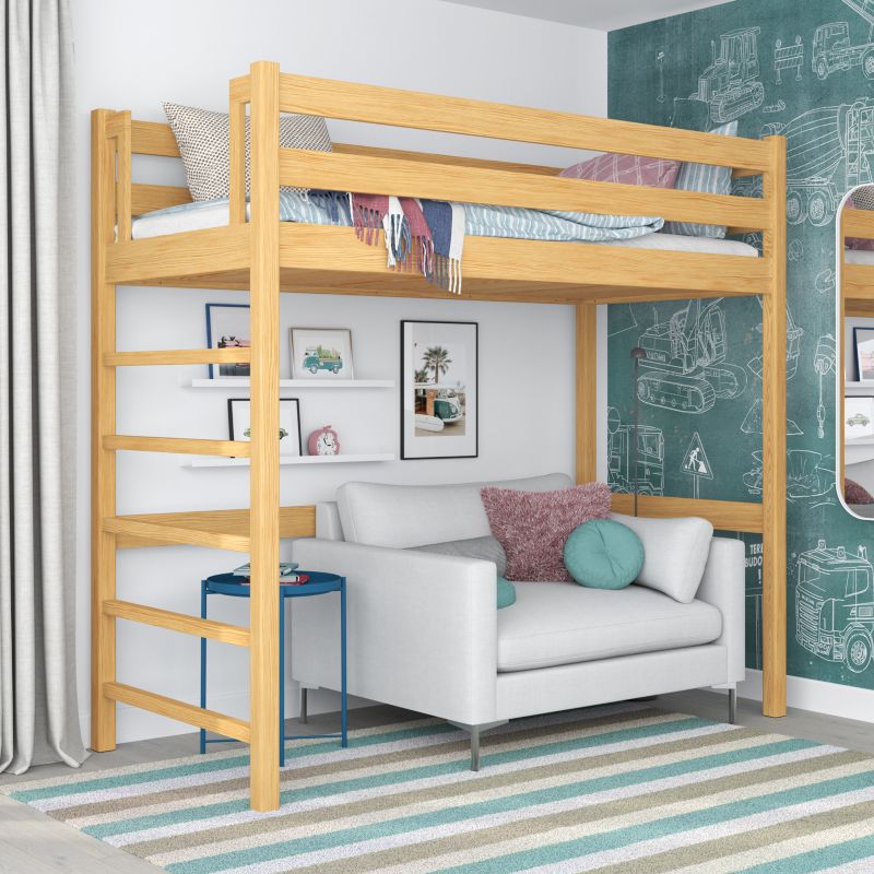 Drewniane łóżko na antresoli N-WOOD N01 80x190 sosna naturalna 1 szt.