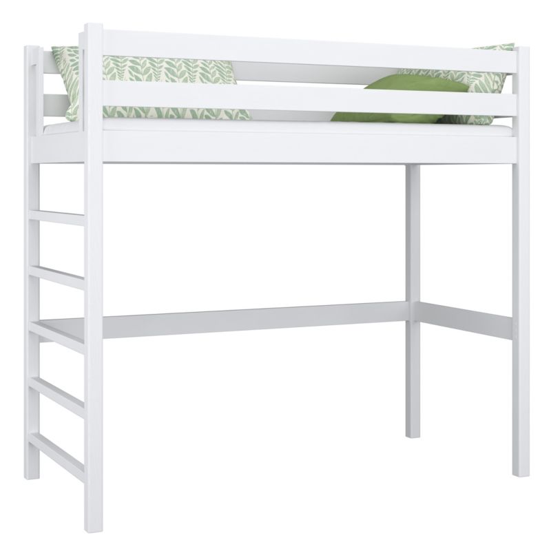 Drewniane łóżko na antresoli N-WOOD N01 90x190 biały 1 szt.