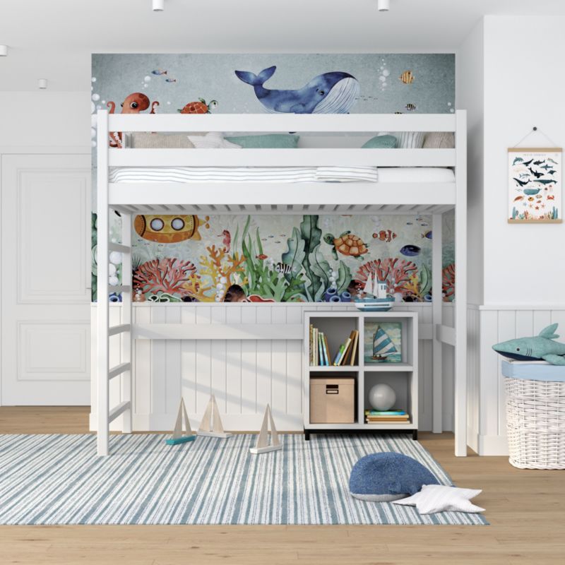 Drewniane łóżko na antresoli N-WOOD N01 90x190 biały 1 szt.