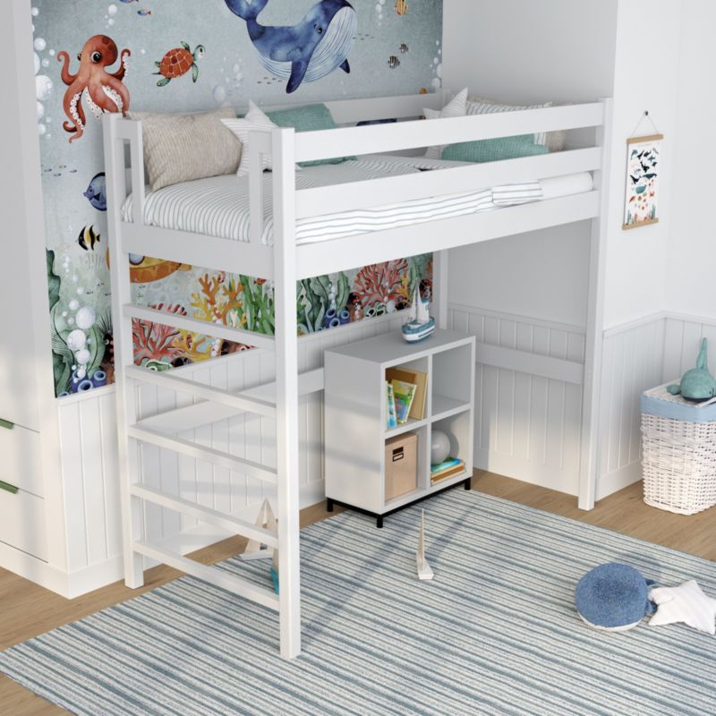 Drewniane łóżko na antresoli N-WOOD N01 90x190 biały 1 szt.