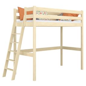 Drewniane łóżko na antresoli N-WOOD N02 100x200 sosna bezbarwna 1 szt.
