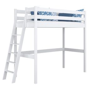 Drewniane łóżko na antresoli N-WOOD N02 120x200 biały 1 szt.