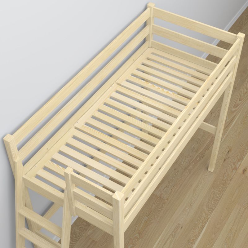 Drewniane łóżko na antresoli N-WOOD N02 90x180 sosna bezbarwna 1 szt.