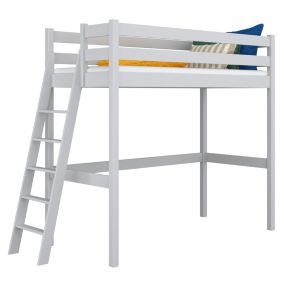 Drewniane łóżko na antresoli N-WOOD N02 90x200 popielaty 1 szt.